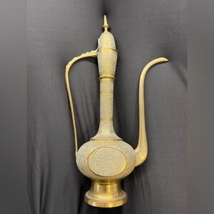 Vintage Ornate Brass Coffee Pot | Middle Eastern Style Décor